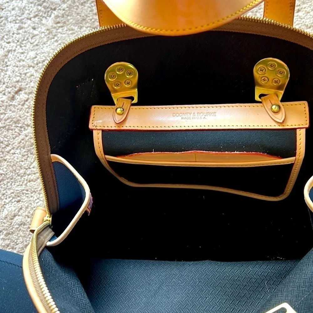 DOONEY & BOURKE blue leather and canvas cabriolet dome bag - Picture 7 of 12